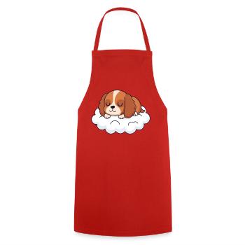 Dream of Puppy on Cloud - Cooking Apron - red - Front - AI Model Male 185 dark (185cm)