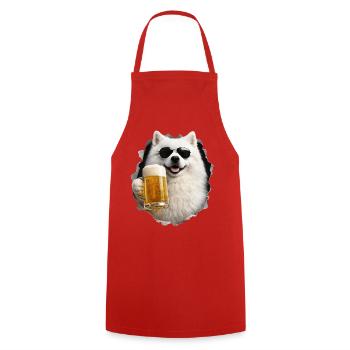Japanischer Spitz Bier - Kochschürze - Rot - Vorne - AI Model Male 185 dark (185cm)
