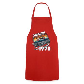 56th Birthday Gift Husband Wife March 1970 - Cooking Apron - red - Front - AI Model Male 185 dark (185cm)