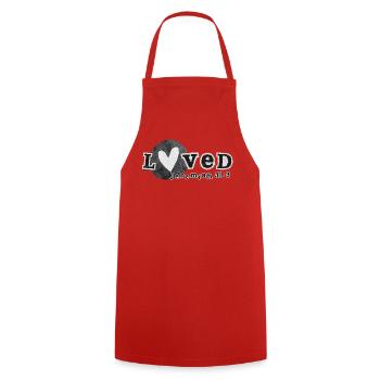 God's Love Jeremiah 31:3 Design - Cooking Apron - red - Front - AI Model Male 185 dark (185cm)