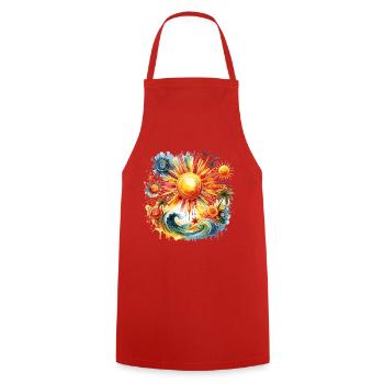 Sonnenfeuer Strandharmonie - Kochschürze - Rot - Vorne - AI Model Male 185 dark (185cm)