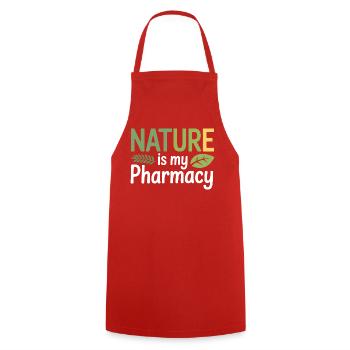Certified Clinical Organic Pharmaceutical  - Cooking Apron - red - Front - AI Model Male 185 dark (185cm)
