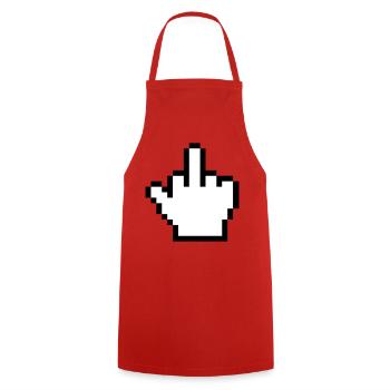 Maushand Mittelfinger Mauszeiger - Kochschürze - Rot - Vorne - AI Model Male 185 dark (185cm)