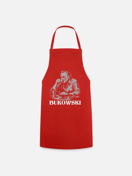 Charles Bukowski trinkt Kaffee im Café - Kochschürze - Rot