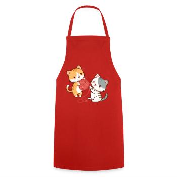 Chatons et pelote kawaii - Tablier de cuisine - rouge - Devant - AI Model Male 185 dark (185cm)