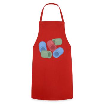 Abstract Color Capsules Ironing Beads - Cooking Apron - red - Front - AI Model Male 185 dark (185cm)