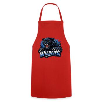 Panther Wildlife Logo - Cooking Apron - red - Front - AI Model Male 185 dark (185cm)