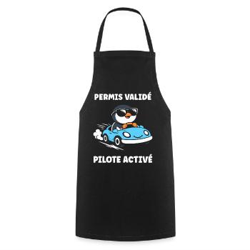 Humour permis de conduire - Tablier de cuisine - noir - Devant - AI Model Male 185 dark (185cm)