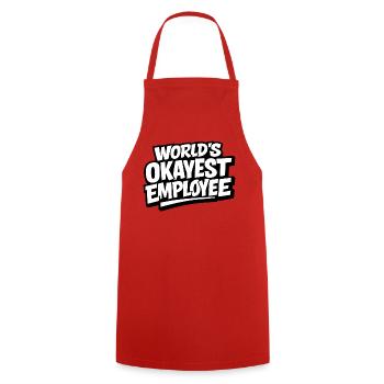 World's okayest employee - Cooking Apron - red - Front - AI Model Male 185 dark (185cm)
