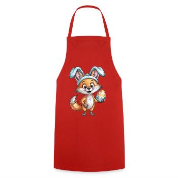 T-shirt de Pâques – Renard avec œuf - Tablier de cuisine - rouge - Devant - AI Model Male 185 dark (185cm)