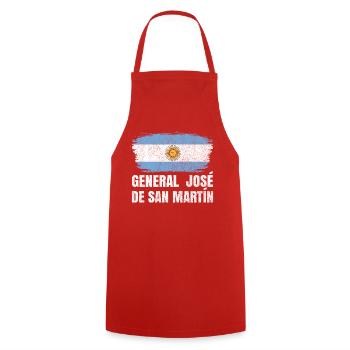 General Jose de San Martin Argentine Design - Tablier de cuisine - rouge - Devant - AI Model Male 185 dark (185cm)