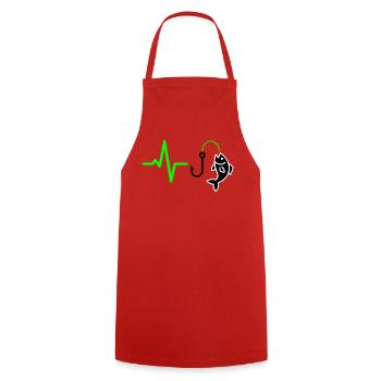 Angler Pulse Fish Silhouette - Cooking Apron - red - Front - AI Model Male 185 dark (185cm)