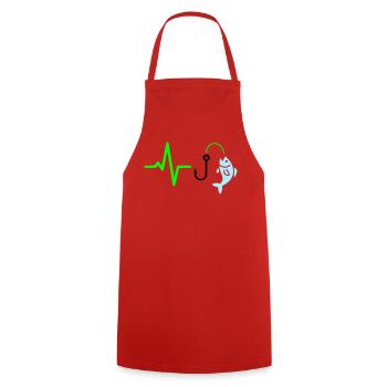Icône de pêche à la ligne à impulsions - Tablier de cuisine - rouge - Devant - AI Model Male 185 dark (185cm)