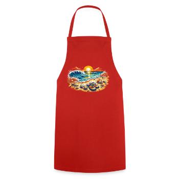 Sunset on the beach illustration - Cooking Apron - red - Front - AI Model Male 185 dark (185cm)