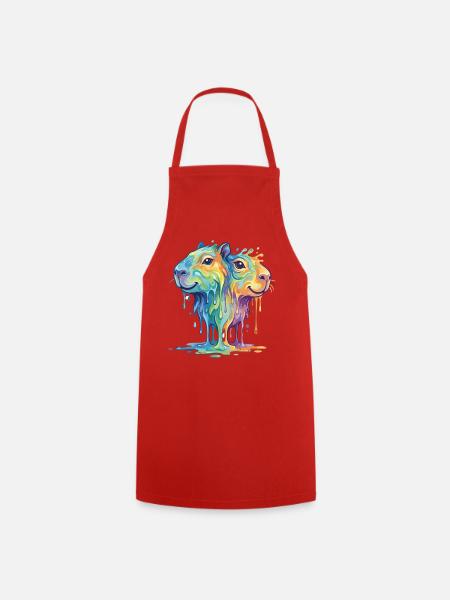 Schmelzende Regenbogen Capybara - Wasserschein - Kochschürze - Rot