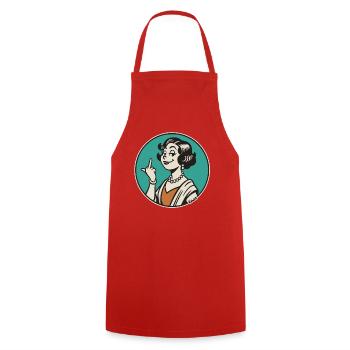 Retro Sass: Vintage Pinup Middle Finger - Cooking Apron - red - Front - AI Model Male 185 dark (185cm)