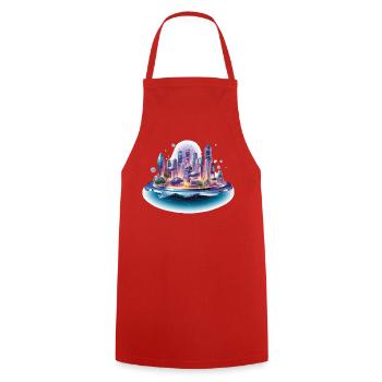 Magie néon de la Ville Flottante - Tablier de cuisine - rouge - Devant - AI Model Male 185 dark (185cm)