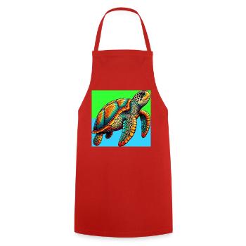 tortue - Tablier de cuisine - rouge - Devant - AI Model Male 185 dark (185cm)