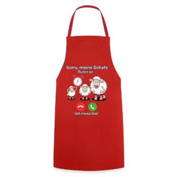 Sorry, my sheep are calling - Cooking Apron - red - Front - AI Model Male 185 dark (185cm)