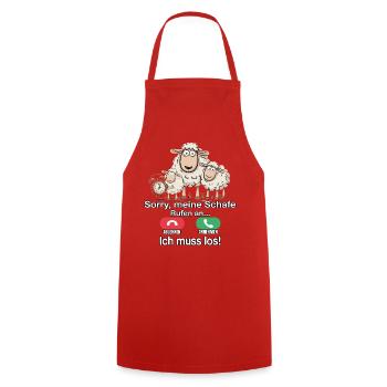 Sorry, my sheep are calling - Cooking Apron - red - Front - AI Model Male 185 dark (185cm)