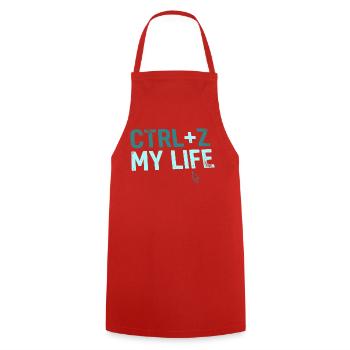 Developer Fun Hoodie, CTRL + Z My Life , Tasse - Kochschürze - Rot - Vorne - AI Model Male 185 dark (185cm)