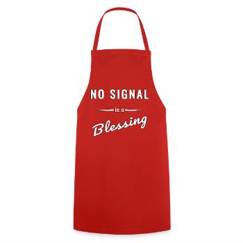 No Signal is a Blessing – Spruch - Kochschürze - Rot - Vorne - AI Model Male 185 dark (185cm)