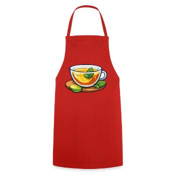 Thé aux agrumes avec menthe - Tablier de cuisine - rouge - Devant - AI Model Male 185 dark (185cm)