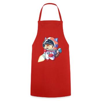Astronaute chat en combinaison spatiale - Tablier de cuisine - rouge - Devant - AI Model Male 185 dark (185cm)