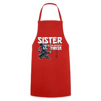 Sister Of The Birthday Ninja Birthday Funny - Cooking Apron - red - Front - AI Model Male 185 dark (185cm)