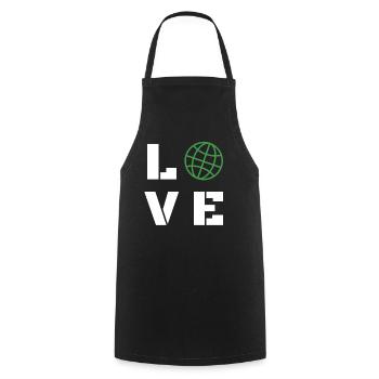 Love Globe Minimalist Typography Graphic - Kochschürze - Schwarz - Vorne - AI Model Male 185 dark (185cm)