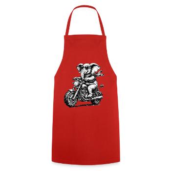 Elephant on motorcycle with style - Cooking Apron - red - Front - AI Model Male 185 dark (185cm)