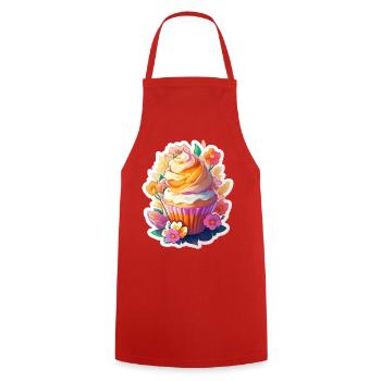 Blumen Cupcake Farbenspiel - Kochschürze - Rot - Vorne - AI Model Male 185 dark (185cm)