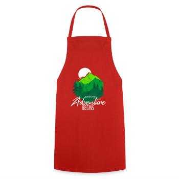 And So The Adventure Begins Mountain Forest Art - Cooking Apron - red - Front - AI Model Male 185 dark (185cm)