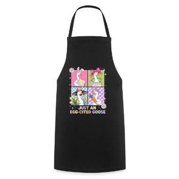 Egg-happy goose in the Four Panel - Cooking Apron - black - Front - AI Model Male 185 dark (185cm)
