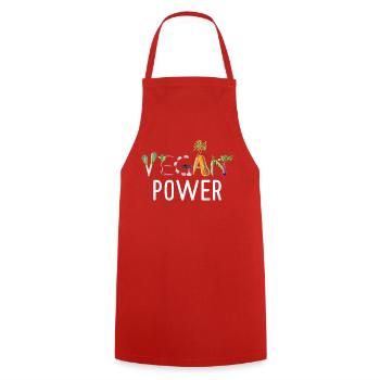 Vegan Power Vegetable Typography Funny Vegan Art - Kochschürze - Rot - Vorne - AI Model Male 185 dark (185cm)