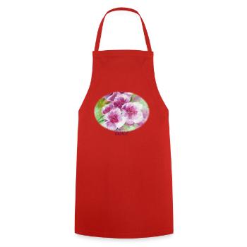 Grâce - Ellipse vibrante de la fleur printanière - Tablier de cuisine - rouge - Devant - AI Model Male 185 dark (185cm)