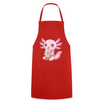 Axolotl rose Kawaii Bubble Tea - Tablier de cuisine - rouge - Devant - AI Model Male 185 dark (185cm)