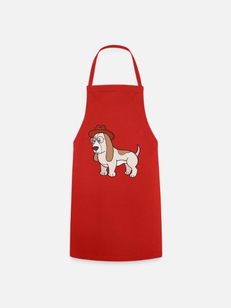 Brillen-Beagle mit Fedora - Kochschürze - Rot
