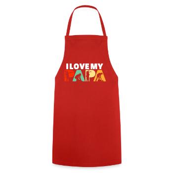 I Love My Papa Landscaping Gardener Design - Cooking Apron - red - Front - AI Model Male 185 dark (185cm)