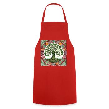 Tree of Life Circular Stained Glass - Cooking Apron - red - Front - AI Model Male 185 dark (185cm)