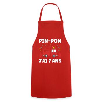 Pin-Pon J’ai 7 Ans Camion de Pompiers - Tablier de cuisine - rouge - Devant - AI Model Male 185 dark (185cm)