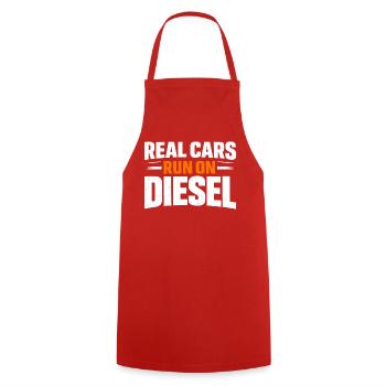 Real Cars Run on Diesel - Cooking Apron - red - Front - AI Model Male 185 dark (185cm)