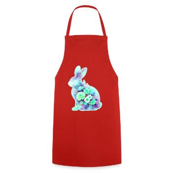 Hase Aquarell Blumen Ostern - Kochschürze - Rot - Vorne - AI Model Male 185 dark (185cm)
