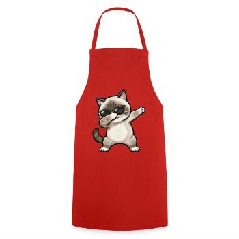 Dabbing Ragdoll Cat - Cooking Apron - red - Front - AI Model Male 185 dark (185cm)