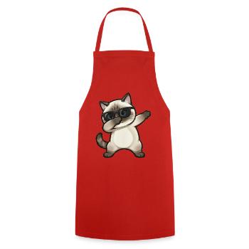 Dabbing Siamese Cat - Cooking Apron - red - Front - AI Model Male 185 dark (185cm)