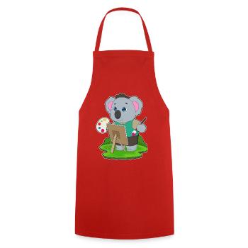 Koala Painter Brush Painting - Cooking Apron - red - Front - AI Model Male 185 dark (185cm)