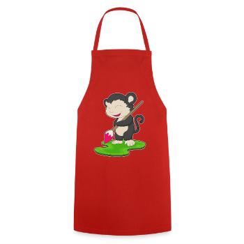 Monkey Painter Brush Painting - Cooking Apron - red - Front - AI Model Male 185 dark (185cm)