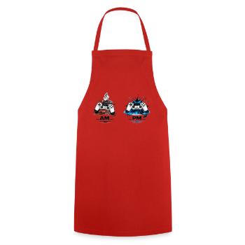AM Coffee PM Gaming - Cooking Apron - red - Front - AI Model Male 185 dark (185cm)