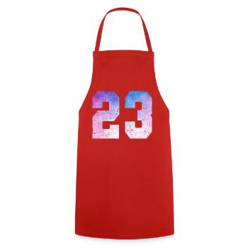 Ausgabe 23 – 23-jähriges Jubiläumsgeschenk - Kochschürze - Rot - Vorne - AI Model Male 185 dark (185cm)