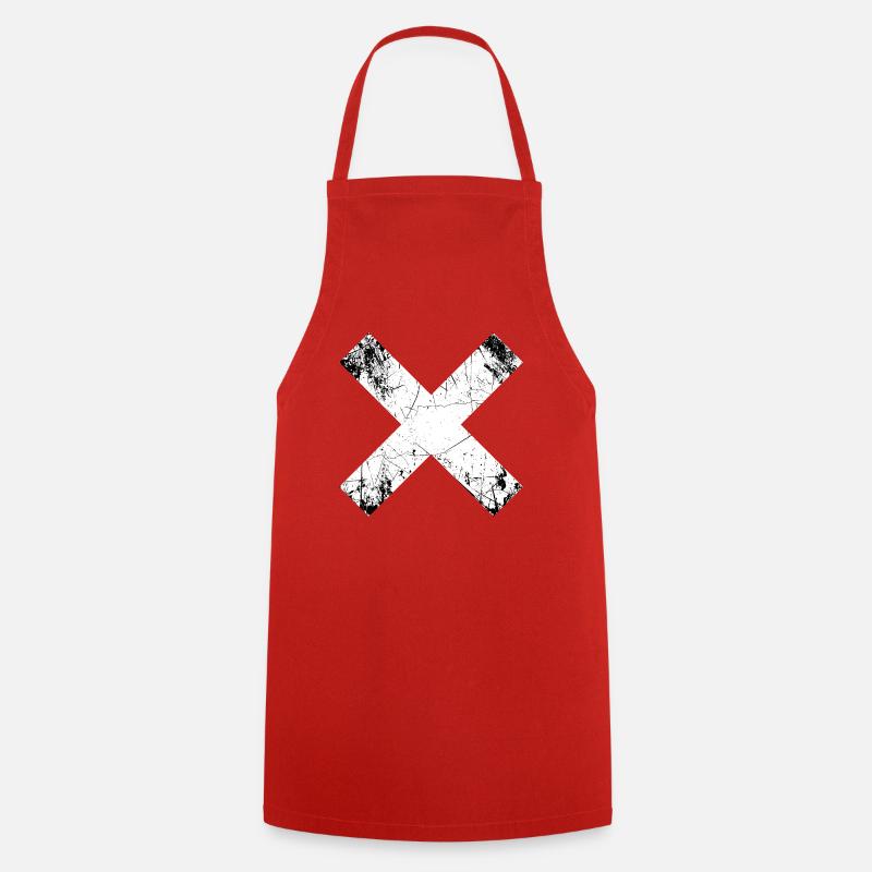 Grunge X Cut Pattern - Cooking Apron - red